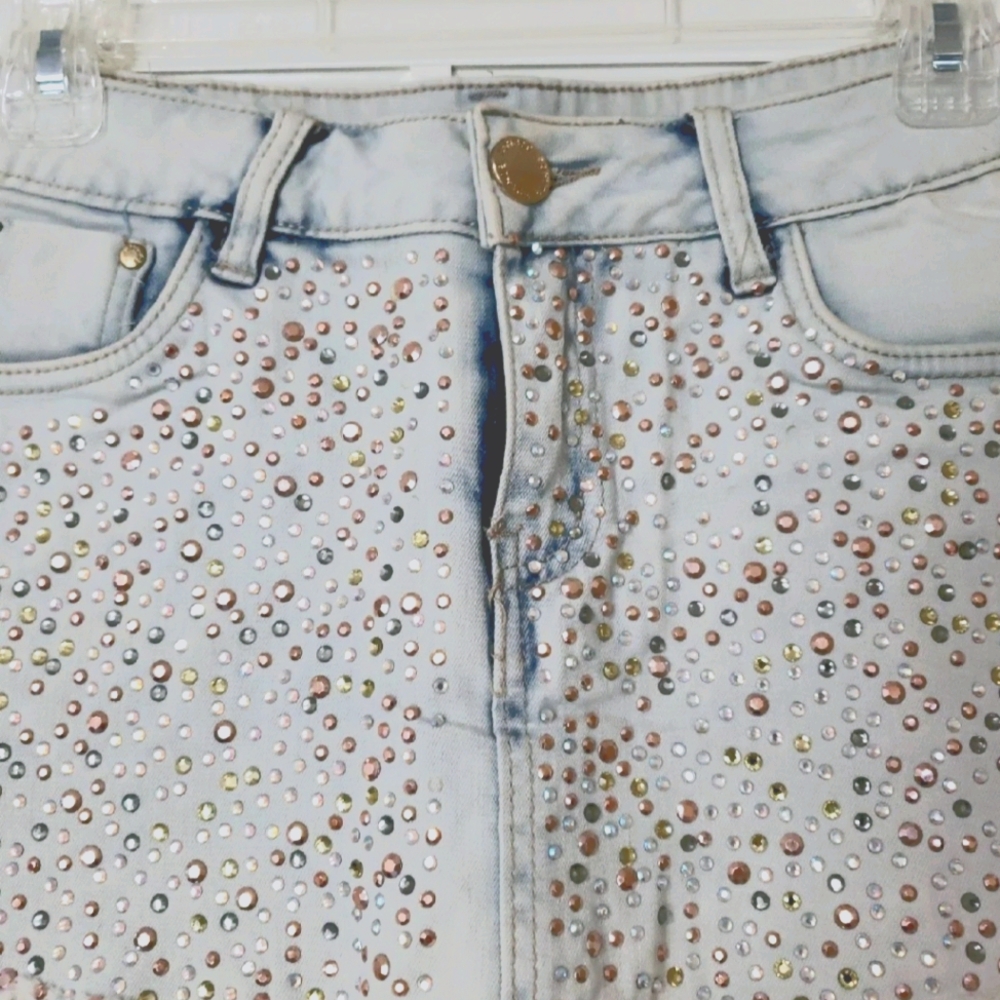 Boutique Rhinestone Skort Denim